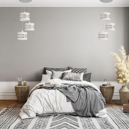 Candelabro suspenso HELEN 3xE27/15W/230V branco/dourado