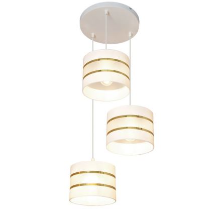 Candelabro suspenso HELEN 3xE27/15W/230V branco/dourado