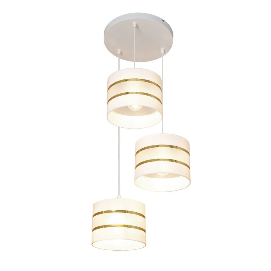 Candelabro suspenso HELEN 3xE27/15W/230V branco/dourado