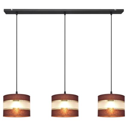 Candelabro suspenso HELEN 3xE27/15W/230V castanho/preto/dourado