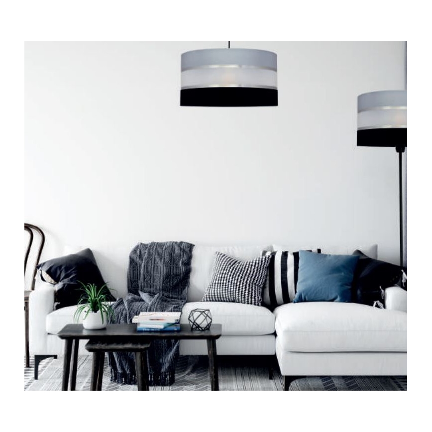 Candelabro suspenso HELEN 3xE27/15W/230V preto/cinzento/cromado brilhante