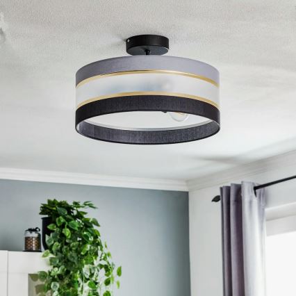 Candelabro suspenso HELEN 3xE27/15W/230V preto/cinzento/dourado