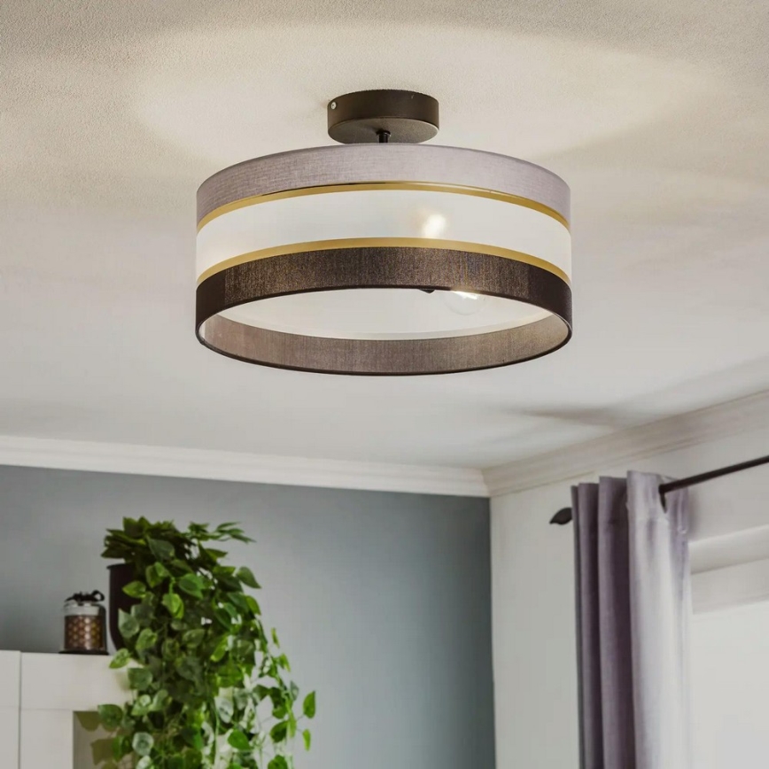 Candelabro suspenso HELEN 3xE27/15W/230V preto/cinzento/dourado