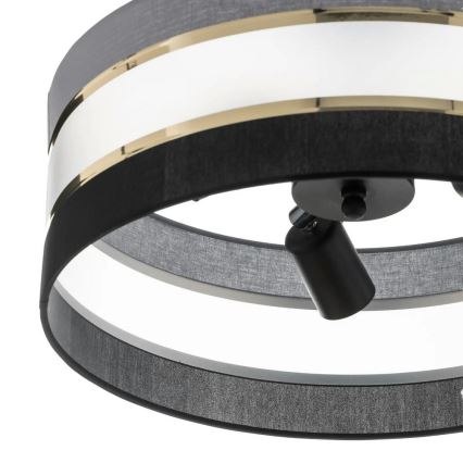 Candelabro suspenso HELEN 3xE27/15W/230V preto/cinzento/dourado