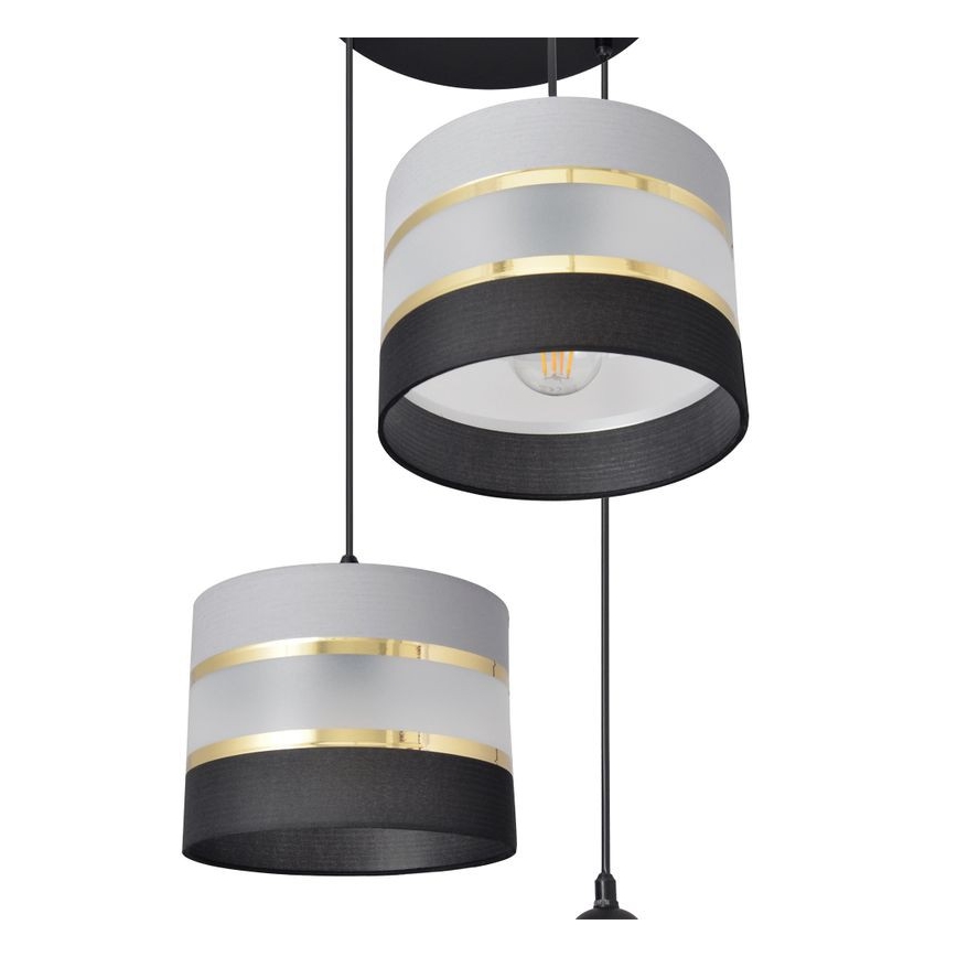 Candelabro suspenso HELEN 3xE27/15W/230V preto/cinzento/dourado