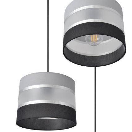 Candelabro suspenso HELEN 3xE27/15W/230V preto/cinzento/prateado