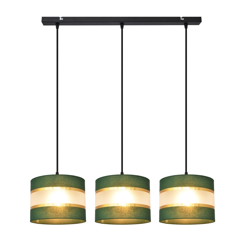 Candelabro suspenso HELEN 3xE27/15W/230V verde/dourada
