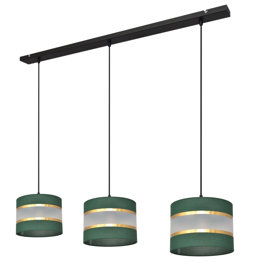 Candelabro suspenso HELEN 3xE27/15W/230V verde/dourada