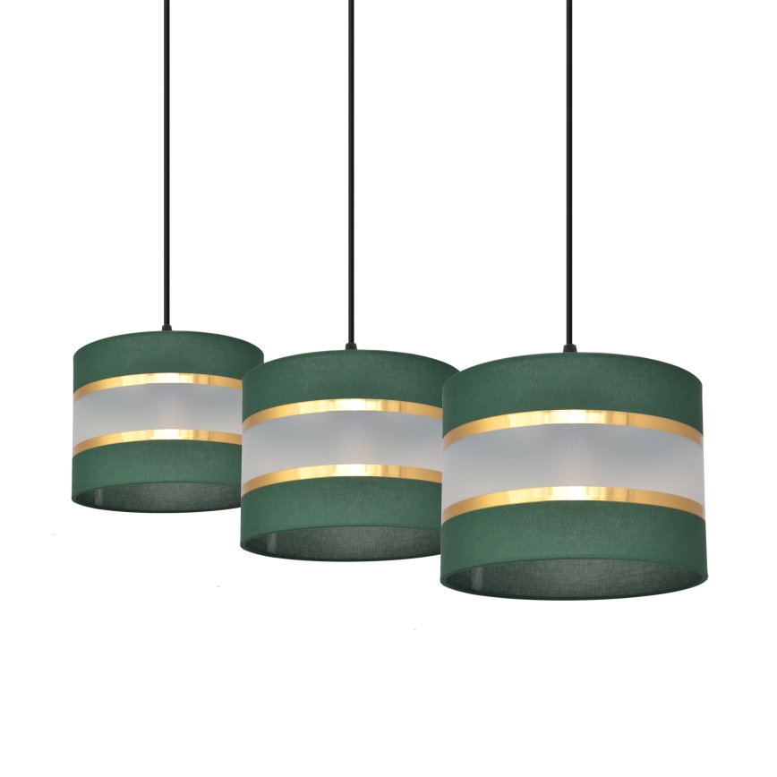 Candelabro suspenso HELEN 3xE27/15W/230V verde/dourada