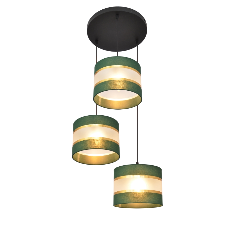 Candelabro suspenso HELEN 3xE27/15W/230V verde/dourada