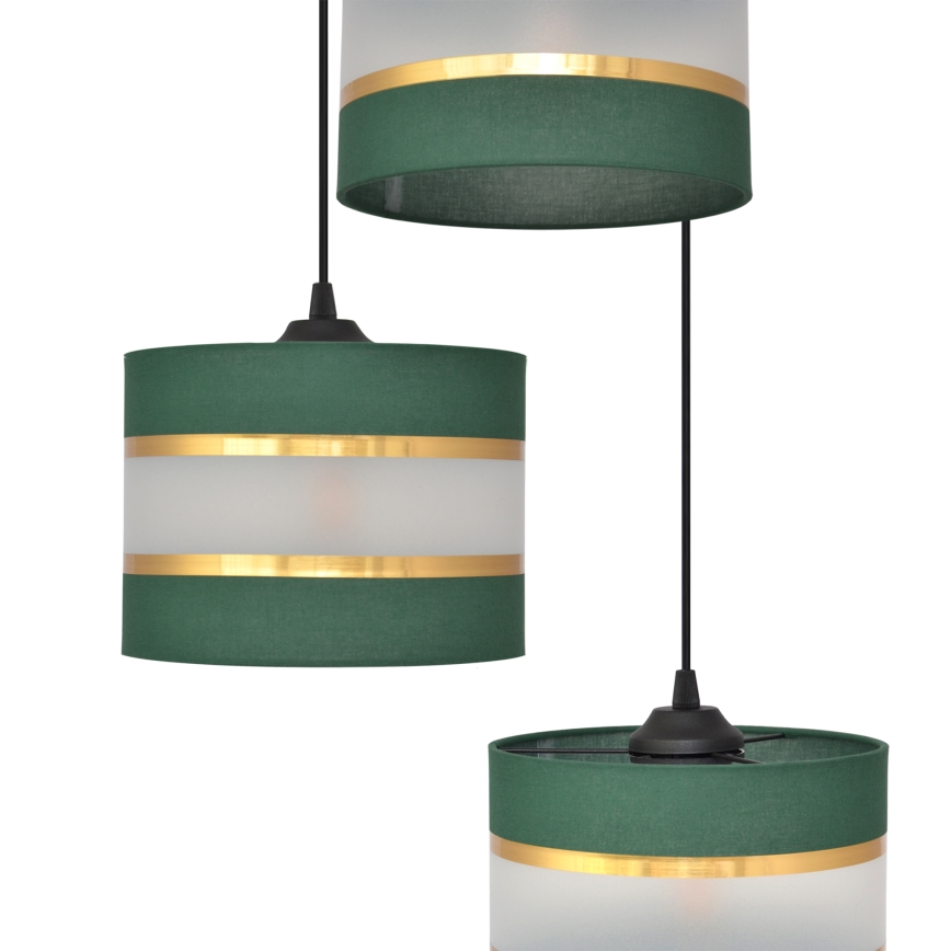 Candelabro suspenso HELEN 3xE27/15W/230V verde/dourada