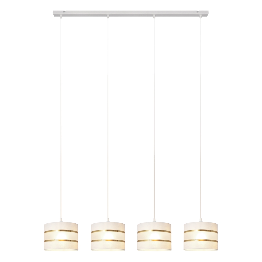 Candelabro suspenso HELEN 4xE27/15W/230V branco/dourado