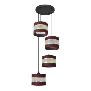 Candelabro suspenso HELEN 4xE27/15W/230V castanho/preto/dourado