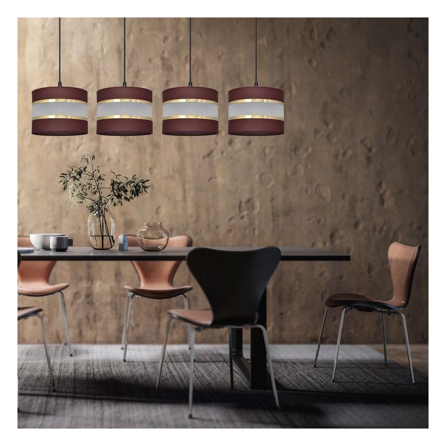 Candelabro suspenso HELEN 4xE27/15W/230V castanho/preto/dourado