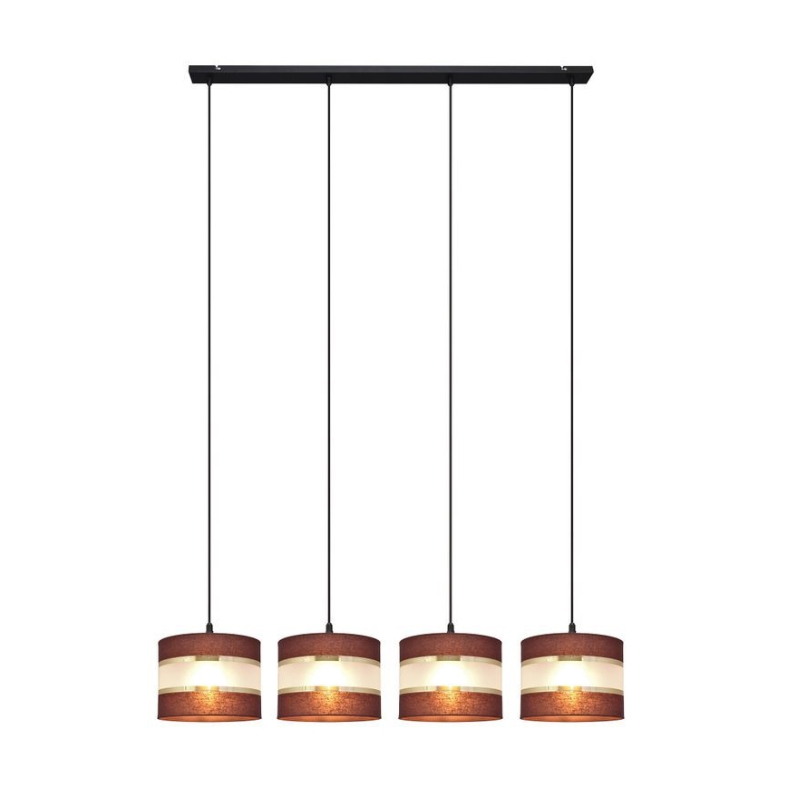 Candelabro suspenso HELEN 4xE27/15W/230V castanho/preto/dourado