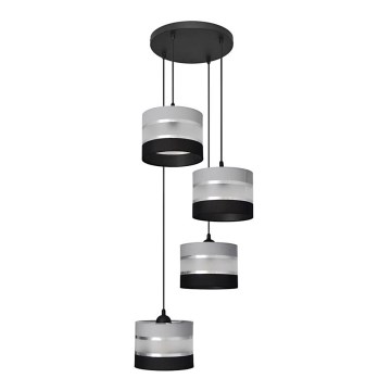 Candelabro suspenso HELEN 4xE27/15W/230V preto/cinzento/prateado