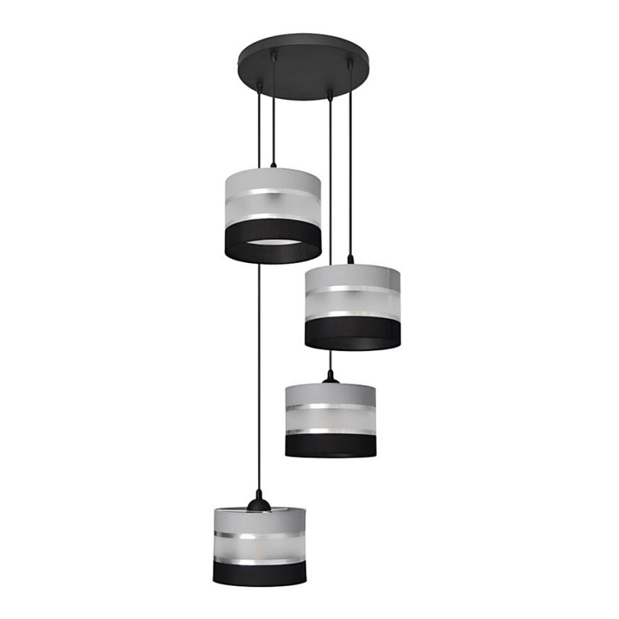Candelabro suspenso HELEN 4xE27/15W/230V preto/cinzento/prateado