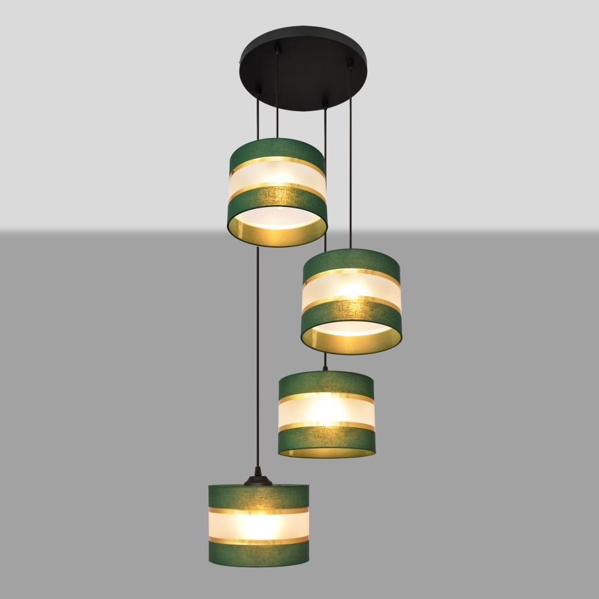 Candelabro suspenso HELEN 4xE27/15W/230V verde/dourada