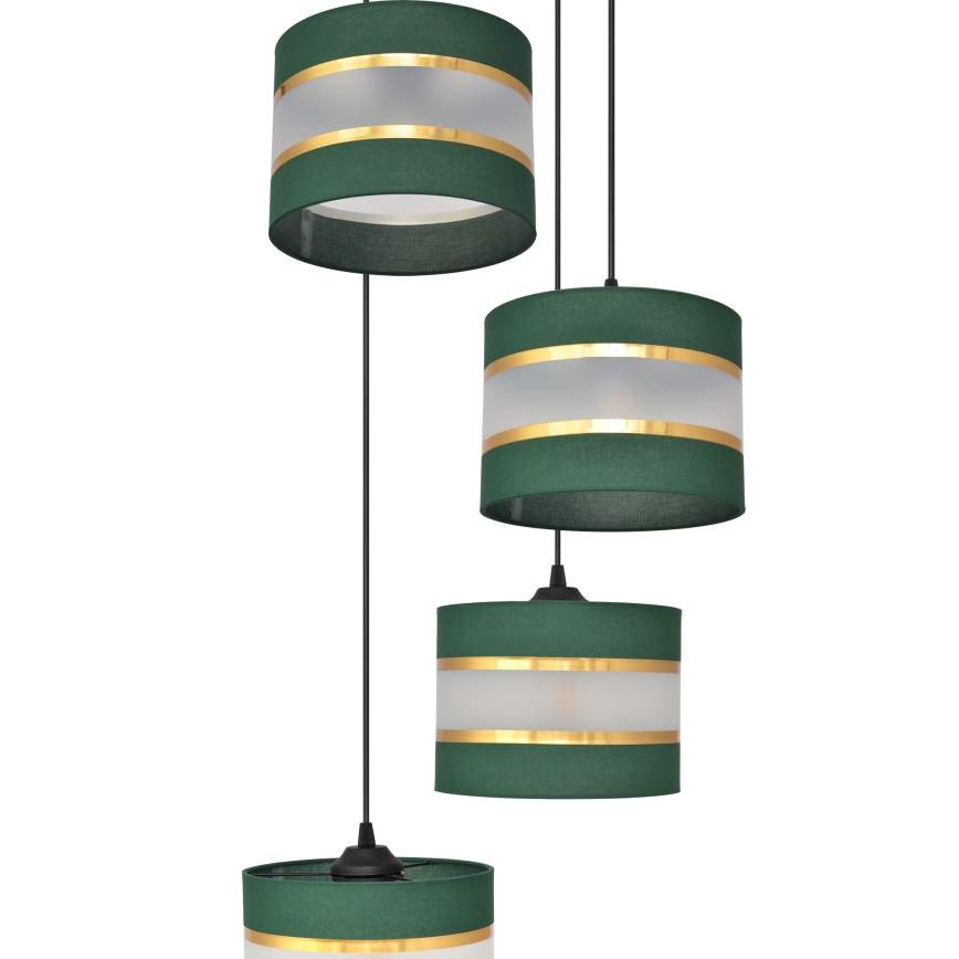 Candelabro suspenso HELEN 4xE27/15W/230V verde/dourada