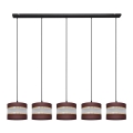 Candelabro suspenso HELEN 5xE27/15W/230V castanho/preto/dourado