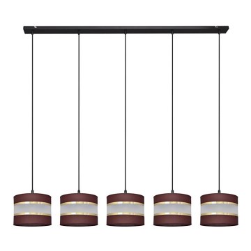 Candelabro suspenso HELEN 5xE27/15W/230V castanho/preto/dourado