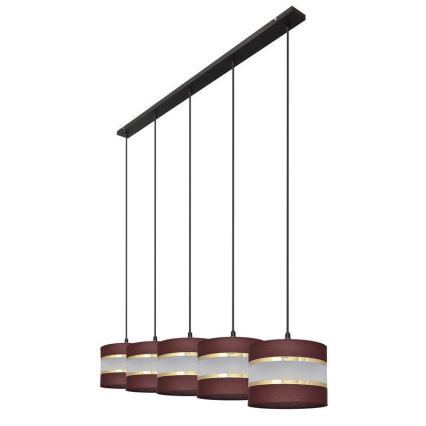 Candelabro suspenso HELEN 5xE27/15W/230V castanho/preto/dourado
