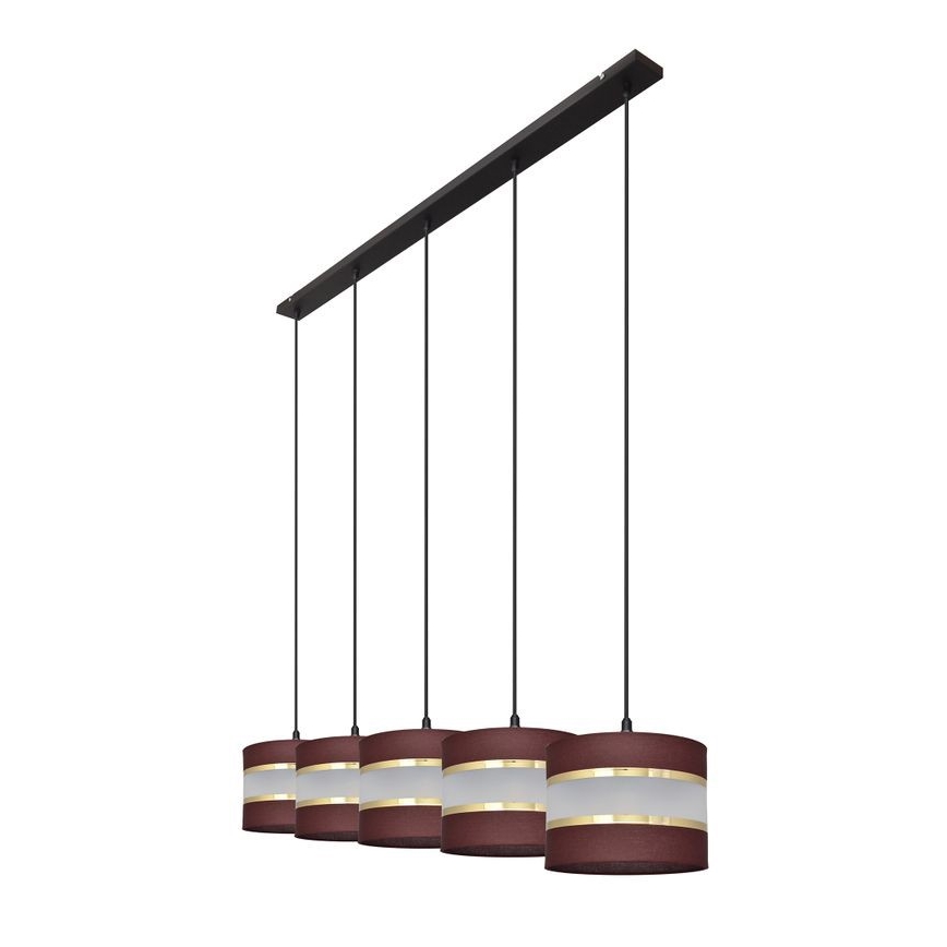 Candelabro suspenso HELEN 5xE27/15W/230V castanho/preto/dourado