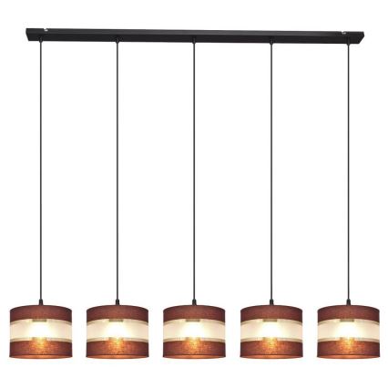 Candelabro suspenso HELEN 5xE27/15W/230V castanho/preto/dourado