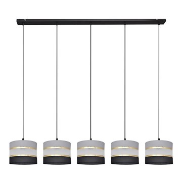 Candelabro suspenso HELEN 5xE27/15W/230V preto/cinzento/dourado