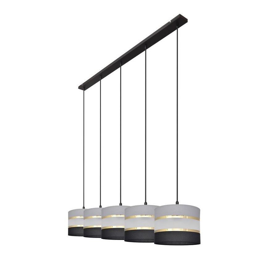 Candelabro suspenso HELEN 5xE27/15W/230V preto/cinzento/dourado