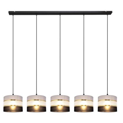 Candelabro suspenso HELEN 5xE27/15W/230V preto/cinzento/dourado