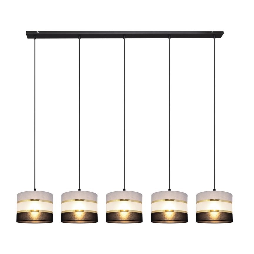 Candelabro suspenso HELEN 5xE27/15W/230V preto/cinzento/dourado