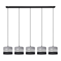 Candelabro suspenso HELEN 5xE27/15W/230V preto/cinzento/prateado