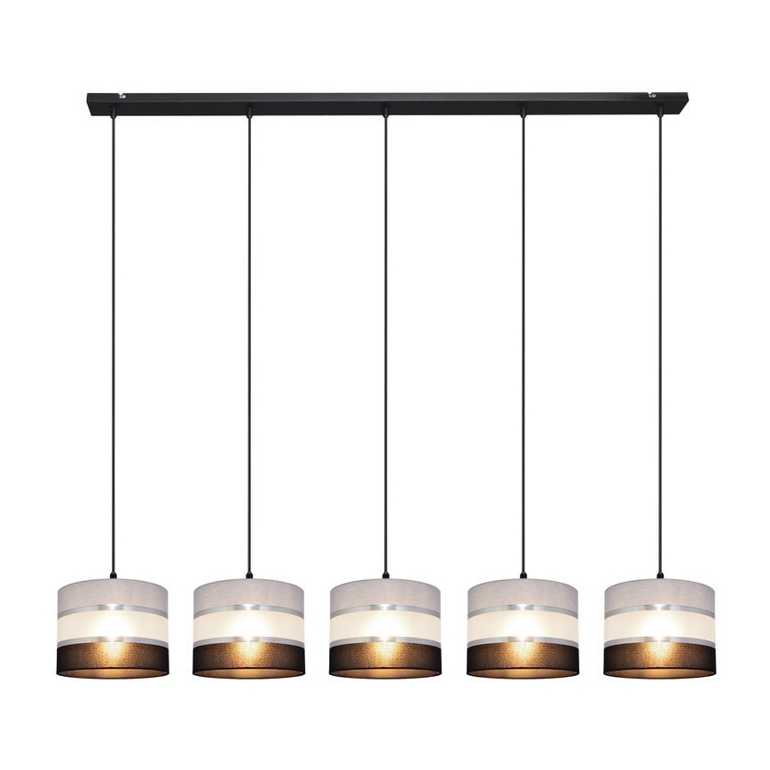 Candelabro suspenso HELEN 5xE27/15W/230V preto/cinzento/prateado