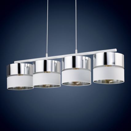 Candelabro suspenso HILTON 4xE27/15W/230V branco/cromado
