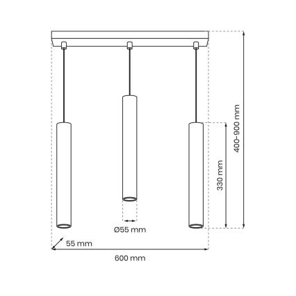 Candelabro suspenso HUDSON 3xGU10/8W/230V preto