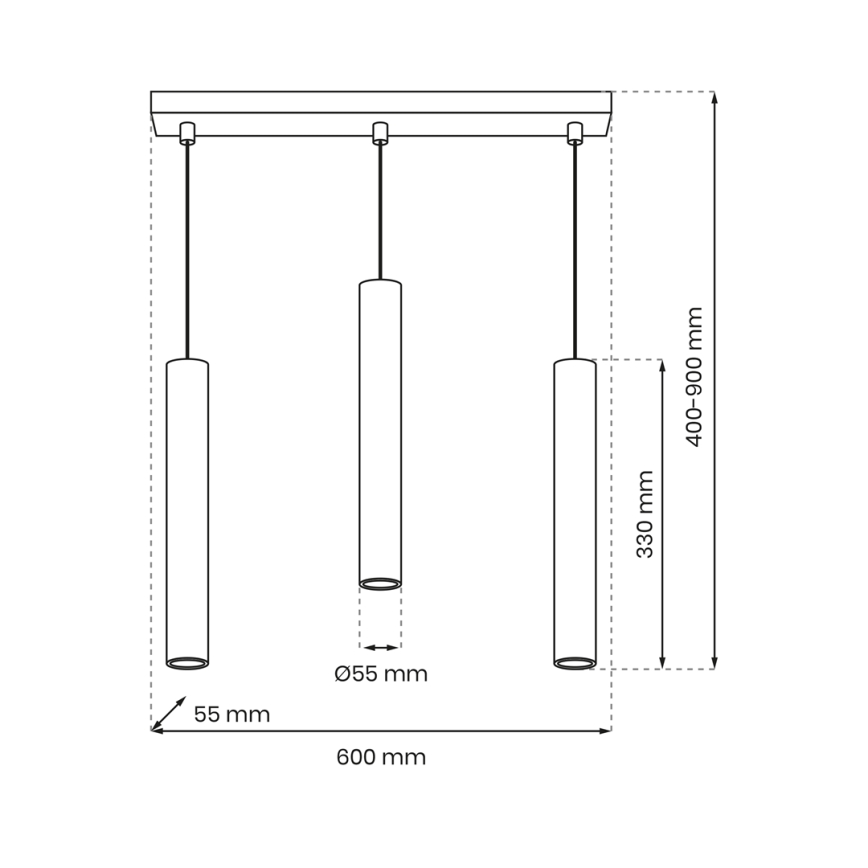 Candelabro suspenso HUDSON 3xGU10/8W/230V preto
