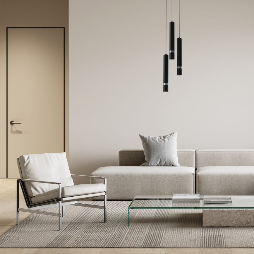 Candelabro suspenso JOKER 3xGU10/8W/230V preto/cromado brilhante