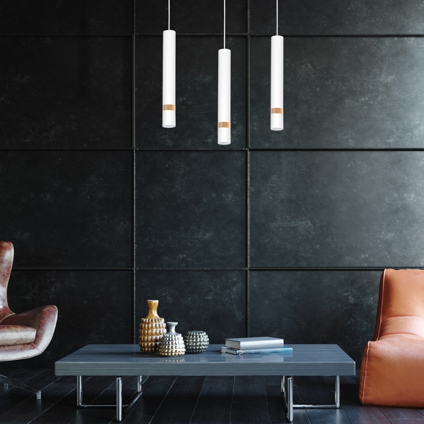 Candelabro suspenso JOKER WHITE WOOD 3xGU10/8W/230V