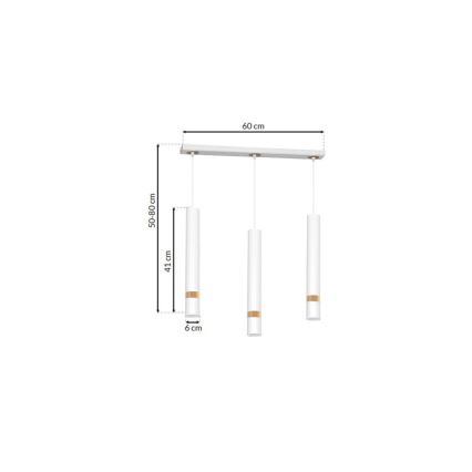 Candelabro suspenso JOKER WHITE WOOD 3xGU10/8W/230V