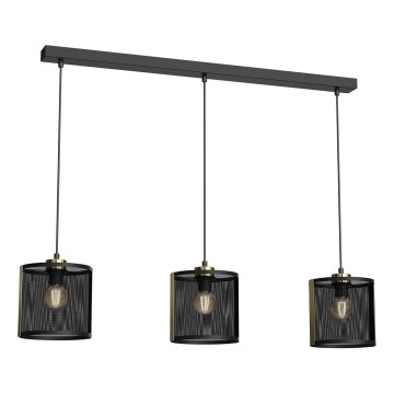 Candelabro suspenso KAGA 3xE27/60W/230V preto/dourado