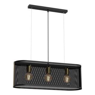 Candelabro suspenso KAGA 3xE27/60W/230V preto/dourado