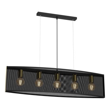 Candelabro suspenso KAGA 5xE27/60W/230V preto/dourado