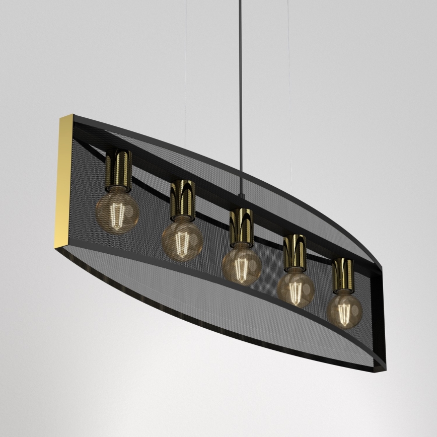 Candelabro suspenso KAGA 5xE27/60W/230V preto/dourado