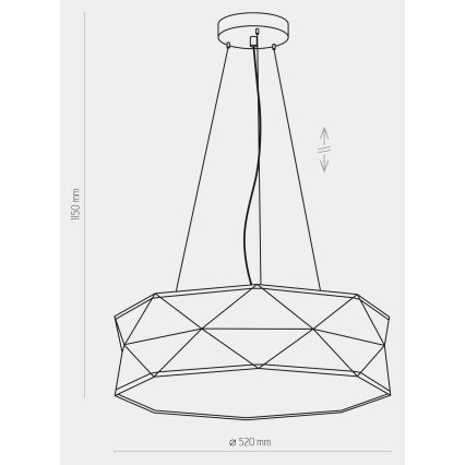 Candelabro suspenso KANTOOR 1xE27/15W/230V cinzento
