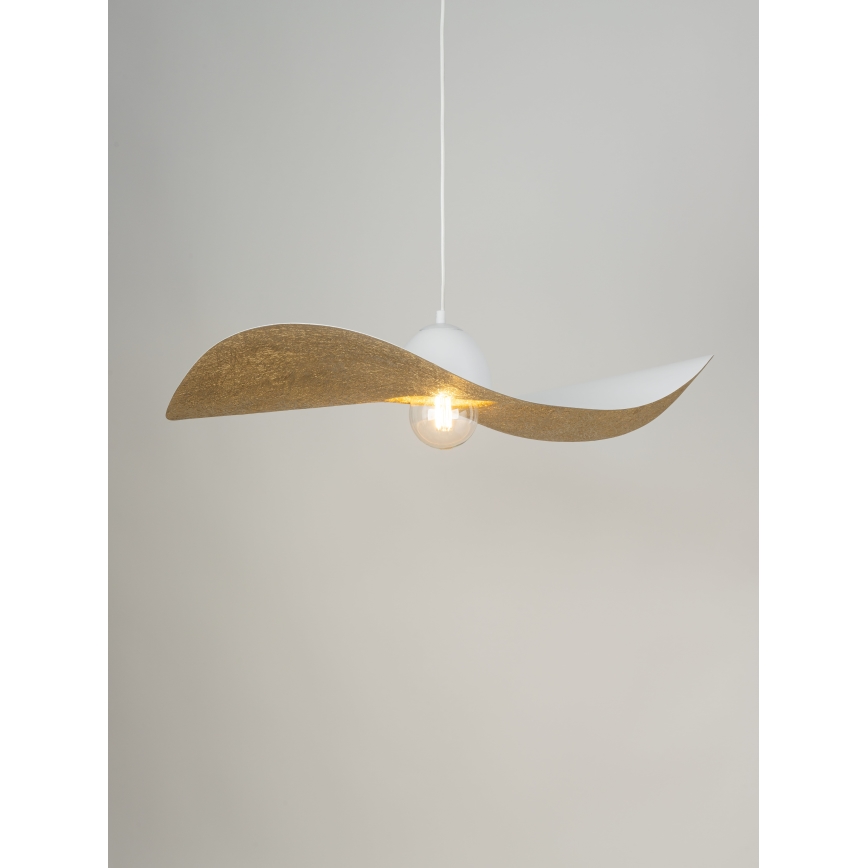 Candelabro suspenso KAPELLO 1xE27/60W/230V diâmetro 76 cm branco/dourado