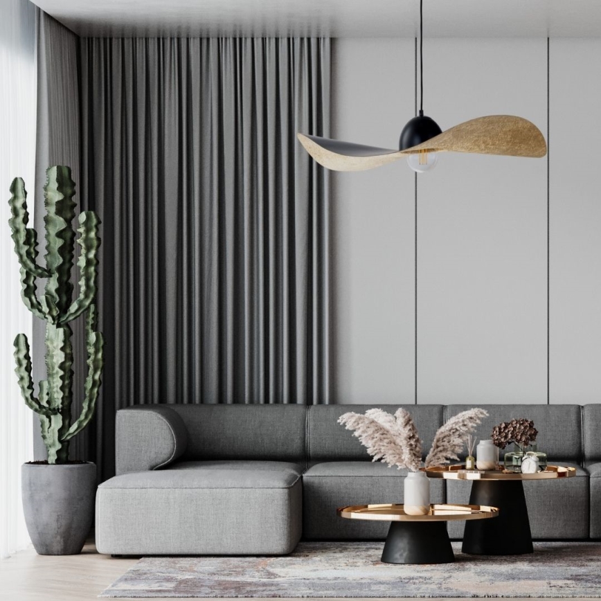 Candelabro suspenso KAPELLO 1xE27/60W/230V diâmetro 76 cm preto/dourado