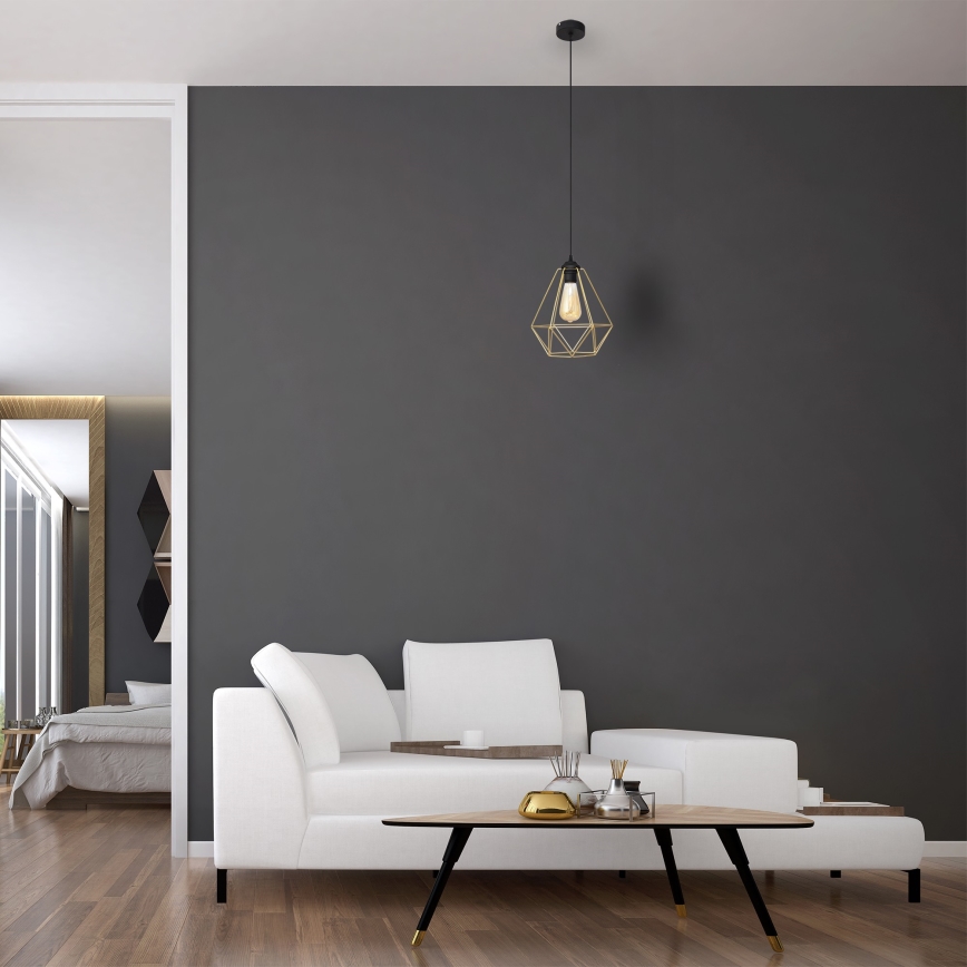 Candelabro suspenso KARO 1xE27/15W/230V dourada/preto