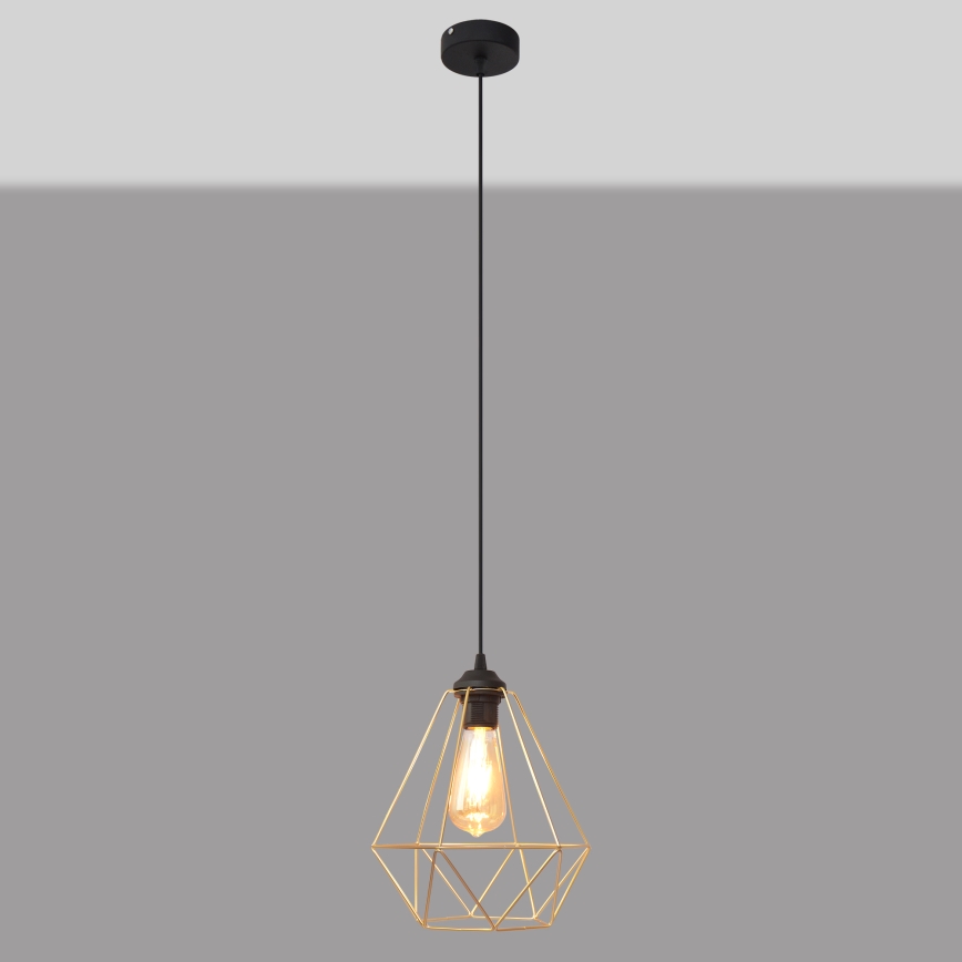 Candelabro suspenso KARO 1xE27/15W/230V dourada/preto