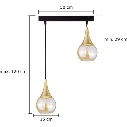 Candelabro suspenso LACRIMA HONEY 2xE27/60W/230V